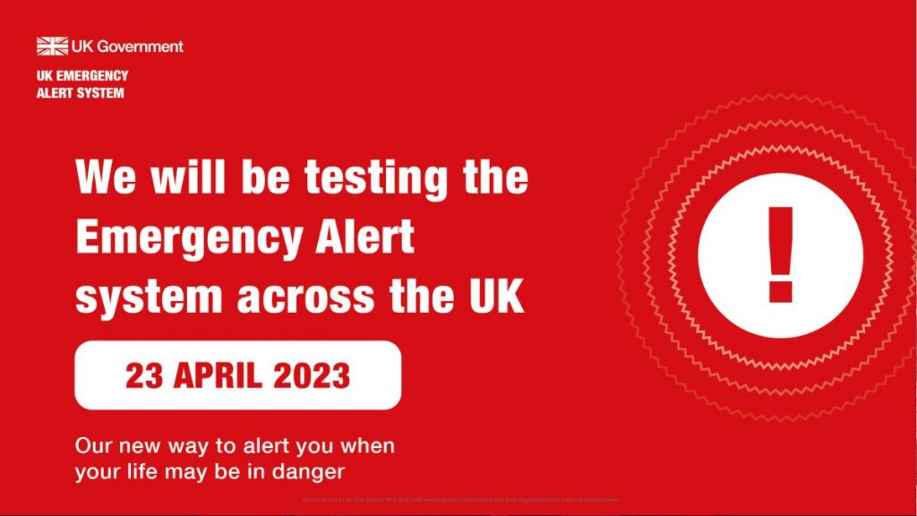 National test of the UK Emergency Alerts Service JabbaTalk